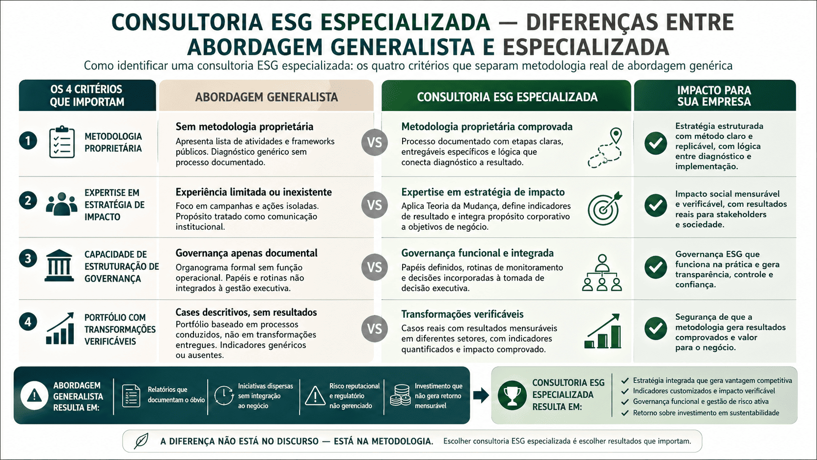 consultoria esg especializada para empresas — diferenças entre abordagem generalista e especializada